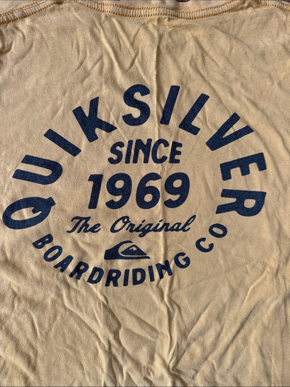 Quiksilver mustard yellow Short-Sleeve Tee with Black Logos
